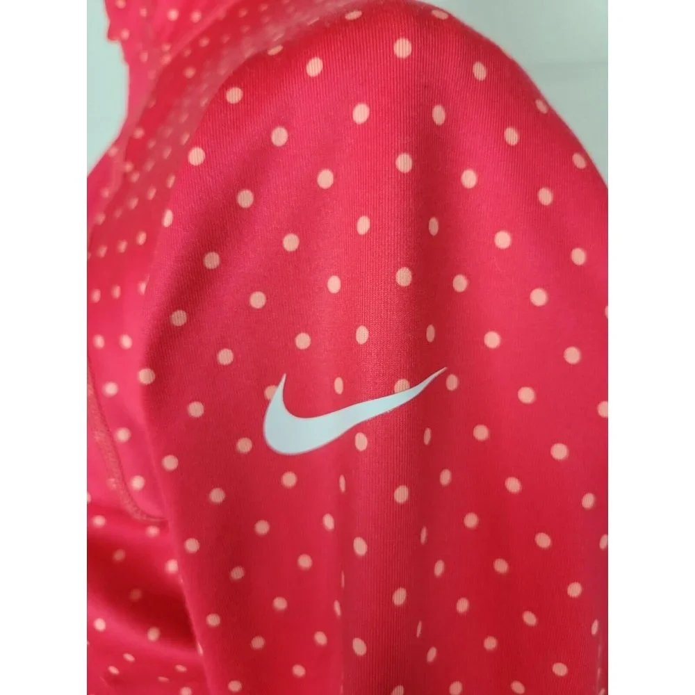Womens‎ Nike Hyperwarm Dri-fit 1/2 Zip Pullover Pink Polka Dot 548751-676 L